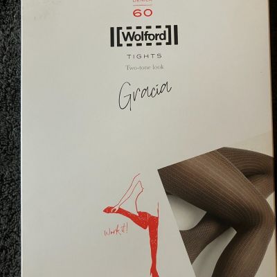 Wonderful Wolford GRACIA Tights NAVY OPAL with BLACK accent Small S